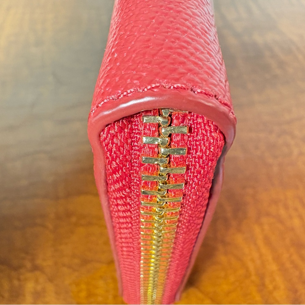 Coach Vibrant Red Textured Wallet - Picture 6 of 10